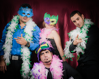 TD Christmas party feathers and masks.Photos by Motti Montreal|Vaudreil wedding photographer